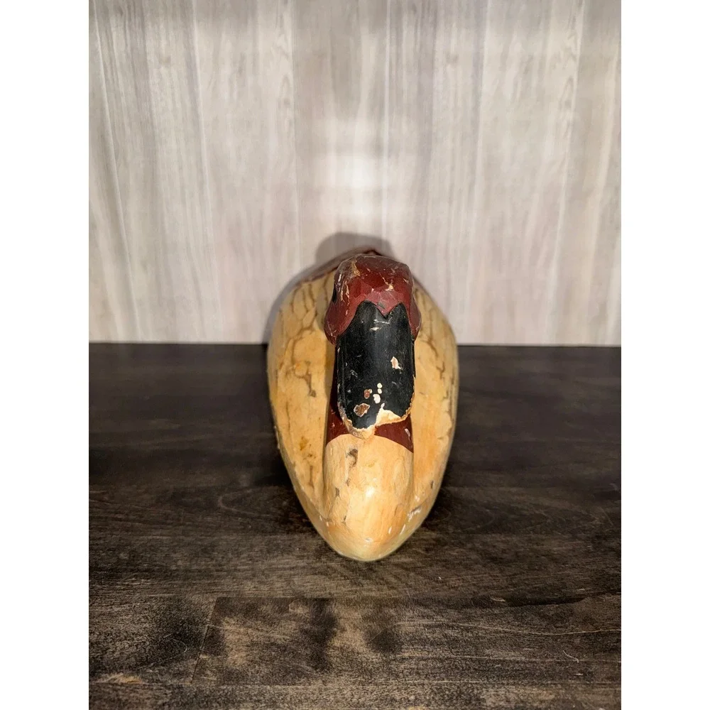 Vintage Hand Carved Wooden Duck‎ Decoy Rustic Folk Art Waterfowl Figurine Decor